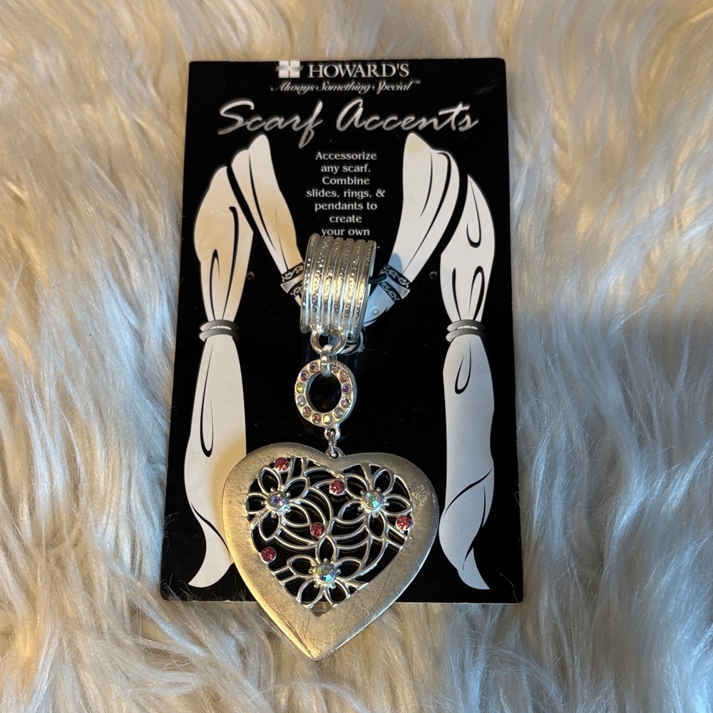 Silver Heart Scarf Accent